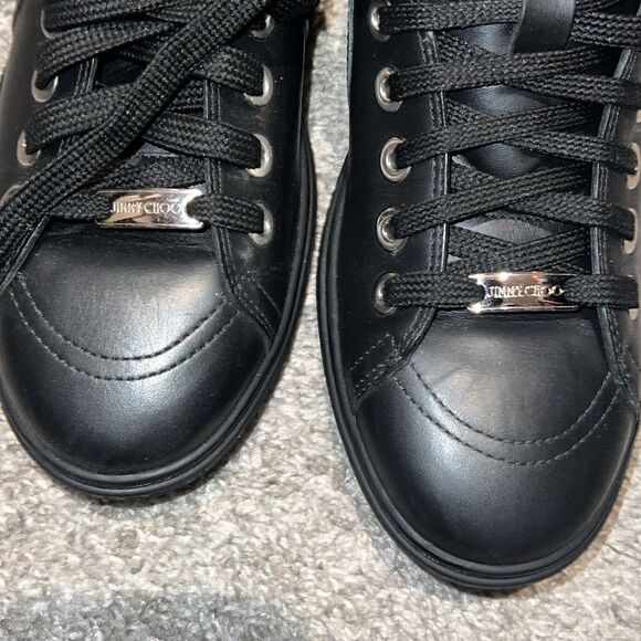 Women’s Jimmy Choo Colt Star Studdedd Leather High Top Tennis Shoes - Picture 3 of 11